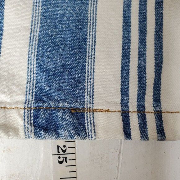 Vintage Striped Shorts 16 Womens Denim Forelli USA Mom Jorts Cotton 90s Wide Bag - Picture 10 of 13